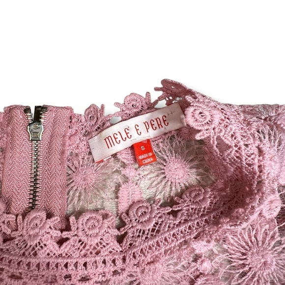 Mele e Pere Floral Top Small Lace Blouse Pink Sheer Romantic Cottagecore Fairy‎ - Picture 3 of 6